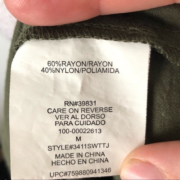 Takara Army Green Full Zip Waist Tie Top Medium - Picture 7 of 7